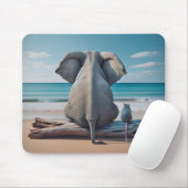 Grauer Elefant und Maus am Strand Mousepad (Mit Mouse)