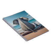 Grauer Elefant und Maus auf Driftwood Notizblock (Rechte Seite)