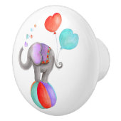 Grauer Elefant whimsy Aquarellzirkus vor der Tür Keramikknauf (Rechts)