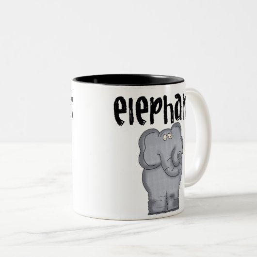 Grauer Elefant Zweifarbige Tasse (VorderseiteRechts)