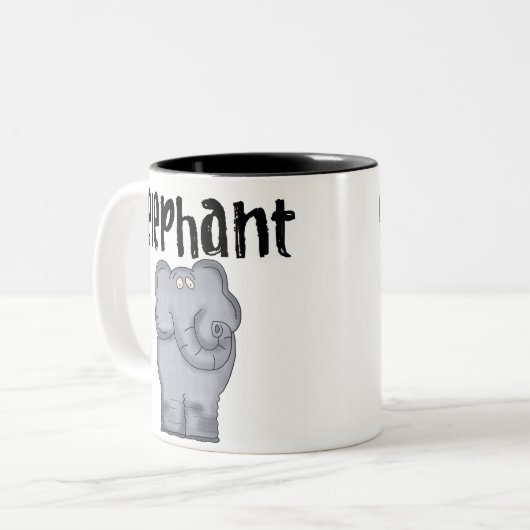 Grauer Elefant Zweifarbige Tasse (Vorderseite Links)