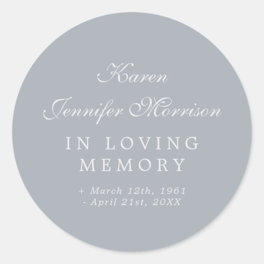 Grauer Eleganter Name in Skripten für den liebende Runder Aufkleber (Vorderseite)