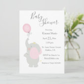 Grauer Elephant BalloonMinimalistisches Niedliches Einladung (Stehend Vorderseite)