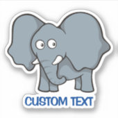 Grauer Elephant-Cartoon Aufkleber (Vorderseite)