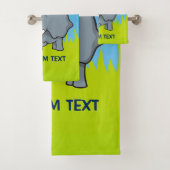 Grauer Elephant-Cartoon Badhandtuch Set (Insitu)