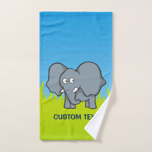 Grauer Elephant-Cartoon Badhandtuch Set