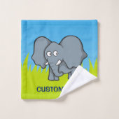 Grauer Elephant-Cartoon Badhandtuch Set (Waschlappen)