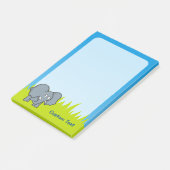 Grauer Elephant-Cartoon Post-it Klebezettel (angewinkelt)