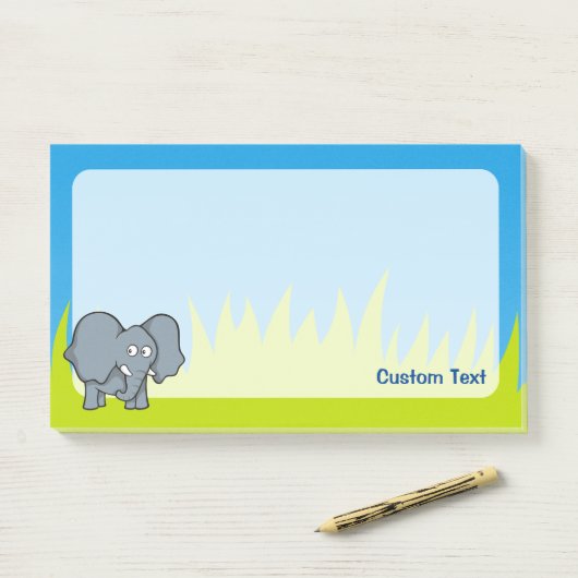 Grauer Elephant-Cartoon Post-it Klebezettel (Auf Schreibtisch)