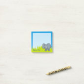 Grauer Elephant-Cartoon Post-it Klebezettel (Auf Schreibtisch)