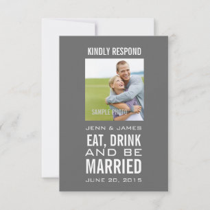 Grauer Esser Verheiratet Foto Hochzeit RSVP Karte