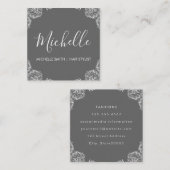 Grauer Extravaganter Text Quadratische Visitenkarte (Vorne/Hinten)