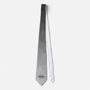 Grauer Farbverlauf Geometrie-Netzmuster Monogramm Krawatte