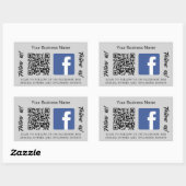 Grauer Firmenname qr Code Facebook Rechteckiger Aufkleber (Blatt)