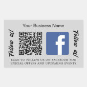 Grauer Firmenname qr Code Facebook Rechteckiger Aufkleber (Vorderseite)