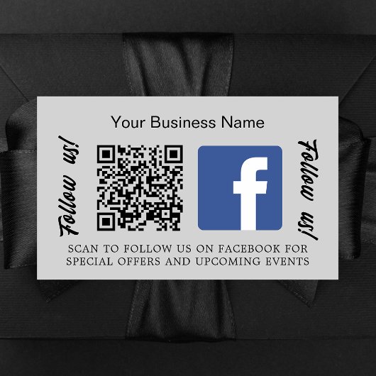 Grauer Firmenname qr Code Facebook Rechteckiger Aufkleber