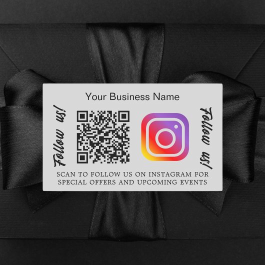 Grauer Firmenname qr Code Instagram Rechteckiger Aufkleber