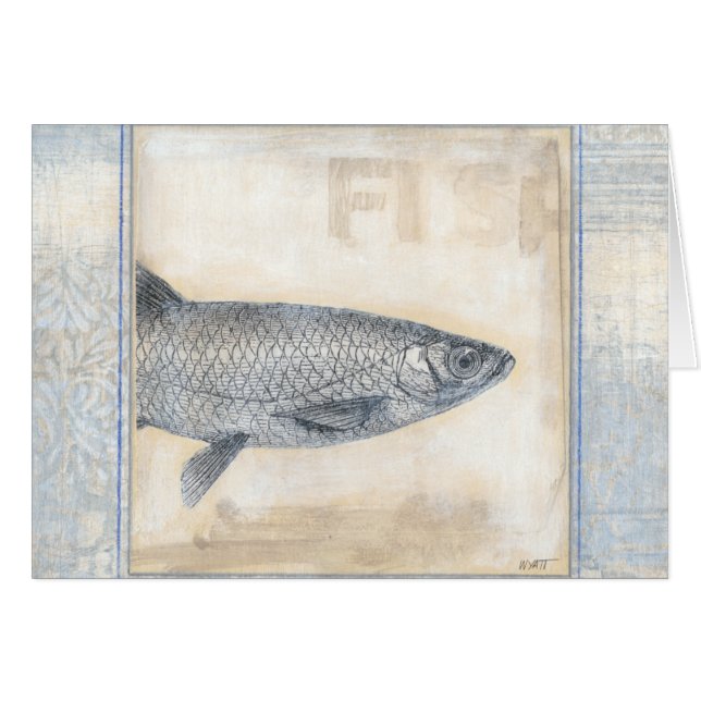 Grauer Fisch auf Beige Hintergrund (Vorderseite (Horizontal))