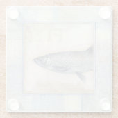Grauer Fisch auf Beige Hintergrund Glasuntersetzer (Rückseite)