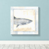 Grauer Fisch auf Beige Hintergrund Leinwanddruck (Insitu (Holzboden))