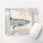 Grauer Fisch auf Beige Hintergrund Mousepad (Mit Mouse)