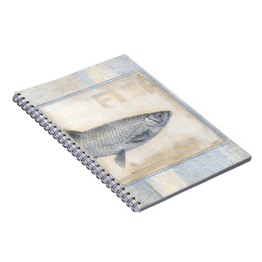 Grauer Fisch auf Beige Hintergrund Notizblock (Rechte Seite)