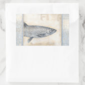 Grauer Fisch auf Beige Hintergrund Rechteckiger Aufkleber (Tasche)