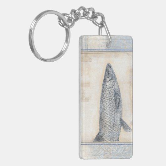 Grauer Fisch auf Beige Hintergrund Schlüsselanhänger (Vorderseite links)