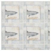 Grauer Fisch auf Beige Hintergrund Stoff (Muster)