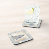 Grauer Fisch auf Beige Hintergrund Untersetzer (Rechte Seite)