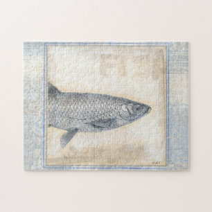 Grauer Fisch auf beigem Hintergrund Puzzle