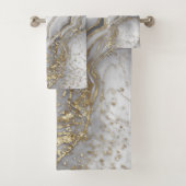 Grauer flüssiger Marmor - Perle und Gold Badhandtuch Set (Insitu)