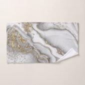 Grauer flüssiger Marmor - Perle und Gold Badhandtuch Set (Handtuch)