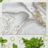 Grauer flüssiger Marmor - Perle und Gold Geschirrtuch (Gefaltet)