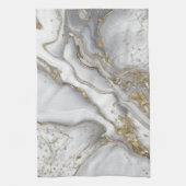 Grauer flüssiger Marmor - Perle und Gold Geschirrtuch (Vertikal)