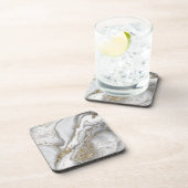 Grauer flüssiger Marmor - Perle und Gold Getränkeuntersetzer (Rechte Seite)