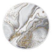 Grauer flüssiger Marmor - Perle und Gold Keramikknauf (Vorderseite)