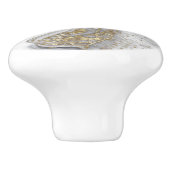 Grauer flüssiger Marmor - Perle und Gold Keramikknauf (Seitenansicht)