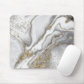 Grauer flüssiger Marmor - Perle und Gold Mousepad (Mit Mouse)