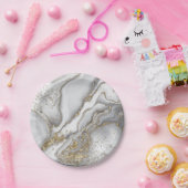 Grauer flüssiger Marmor - Perle und Gold Pappteller (Party)