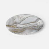 Grauer flüssiger Marmor - Perle und Gold Pappteller (Schrägansicht)