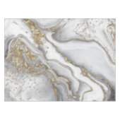 Grauer flüssiger Marmor - Perle und Gold Tischdecke (Vorderseite (Horizontal))