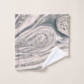 Grauer flüssiger Marmor und Kristall - Perle und S Badhandtuch Set (Waschlappen)