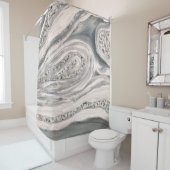 Grauer flüssiger Marmor und Kristall - Perle und S Duschvorhang (Beispiel)