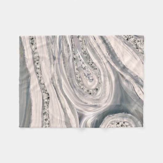 Grauer flüssiger Marmor und Kristall - Perle und S Fleecedecke (Vorderseite (Horizontal))
