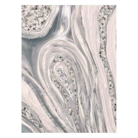 Grauer flüssiger Marmor und Kristall - Perle und S Tischdecke (Vorderseite)