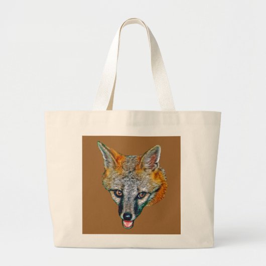 Grauer Fox-Zeichnen Jumbo Stoffbeutel (Vorne)
