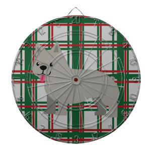 Grauer französischer Bulldog, Weihnachten Kariert Dartscheibe