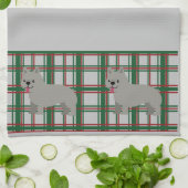 Grauer französischer Bulldog, Weihnachten Kariert Geschirrtuch (Gefaltet)
