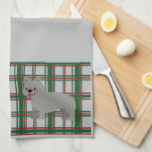 Grauer französischer Bulldog, Weihnachten Kariert Geschirrtuch (Viertel Falte)